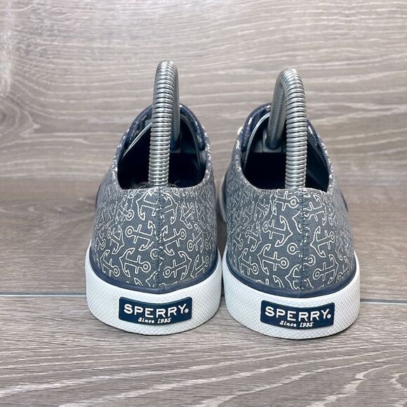 Sperry Top Sider Seacoast Women’s Sz 7M Blue Canvas Nautical Anchors Low Sneaker - Picture 4 of 10